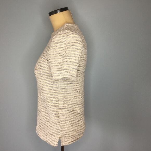 Anthro Postmark Small Boucle Cream Metallic Top - Picture 2 of 3